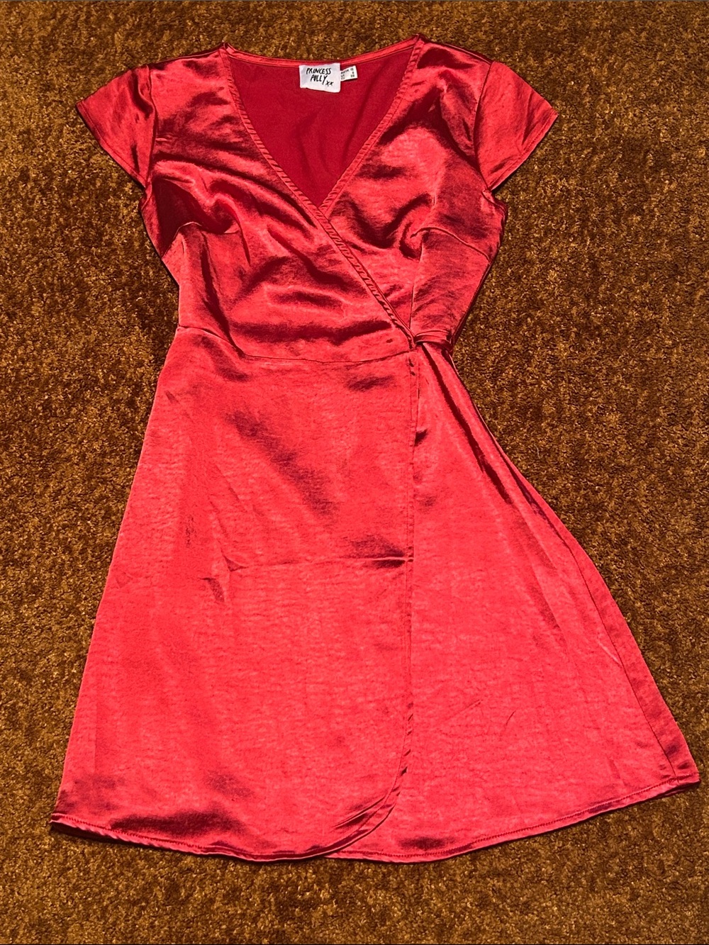 Princess Polly V-Neck Wrap Mini Dress in Red